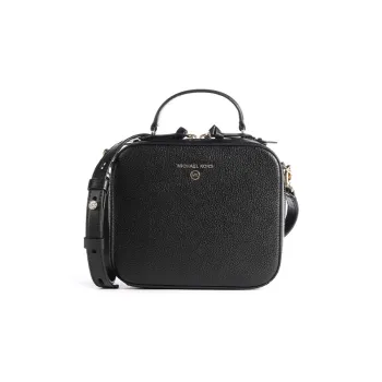 MICHAEL KORS Jet Set Cow Leather Handbag, Shoulder Bag, Crossbody Bag Medium Size Women's Black