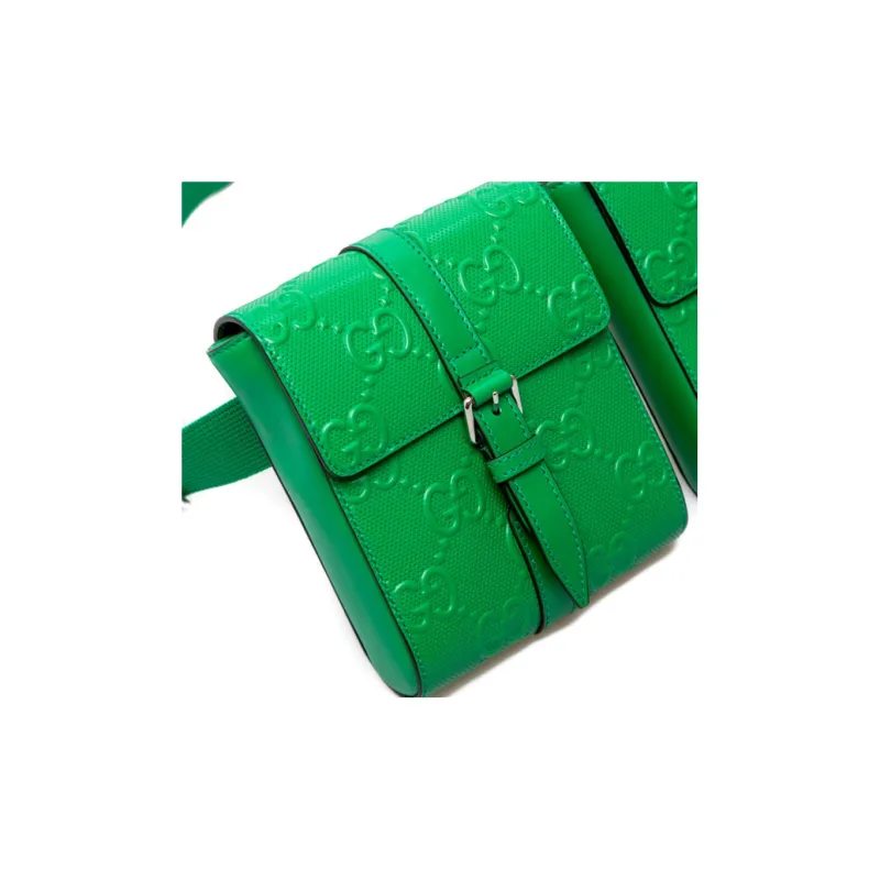 GUCCI Leather 2 in 1 Sling Bag Shoulder Bag Crossbody Bag Fanny Pack Unisex Green-3
