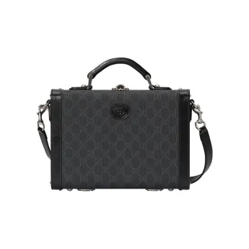 GUCCI Canvas With Leather Makeup Bag, Shoulder Bag, Crossbody Bag, Handbag Women's Black