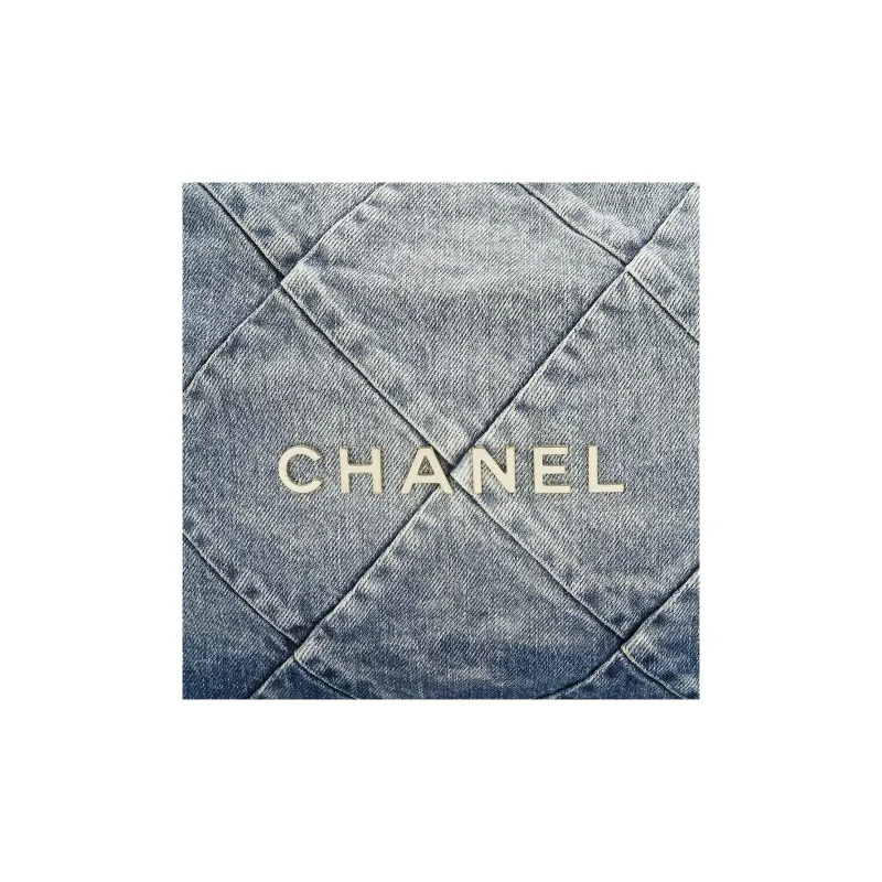 CHANEL 22Bag Distressed Denim Trash Bag Tote Bag Shopping Bag Handbag Shoulder Bag Unisex Washed Denim Blue-3