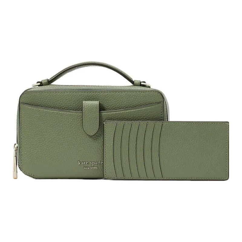 Kate Spade Hudson Litchi Grain Leather Camera Bag Shoulder Bag Crossbody Bag Small Size Women's Olive Green-1