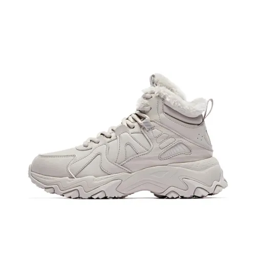 QIAODAN Cushioned Slip Resistant Lightweight High Top Running Shoes Women's Gray