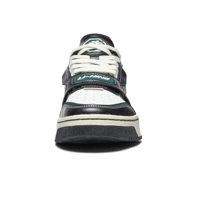 LiNing Badfive Anti Slip Wear Resistant Low Top Vintage Basketball Shoes Men's Black White Green-4