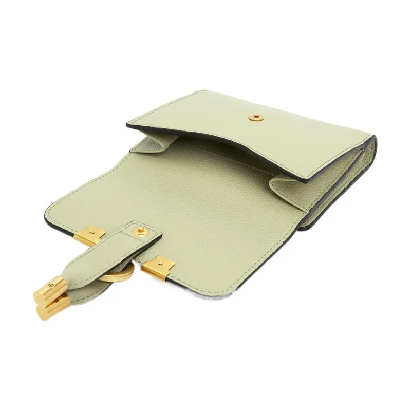 Chloe Cow Leather Wallet, Card Holder, Coin Purse Small Size Women's Light Green-5