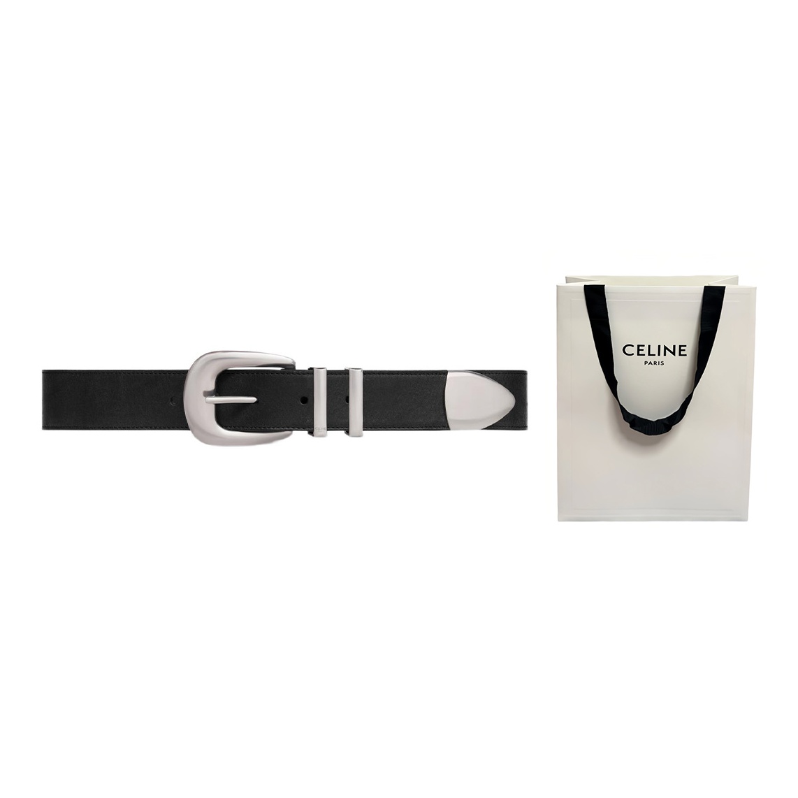 Çëline deals Black Ｔri0mphe Smooth Calfskin Belt- Size 95cm