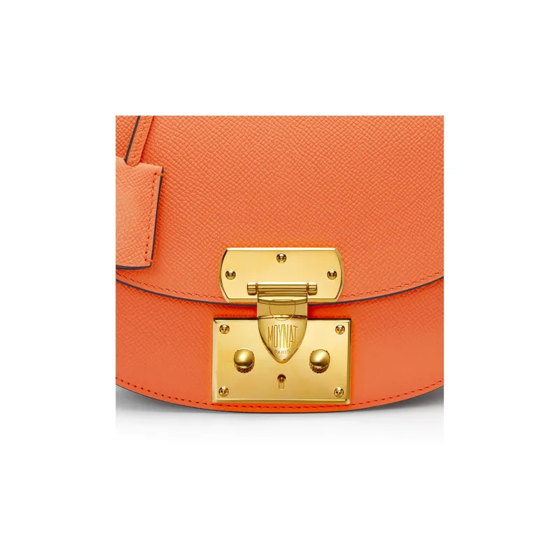 Moynat Full Grain Veau Carat Leather Saddle Bag, Shoulder Bag, Crossbody Bag Trumpets Women's Orange-4