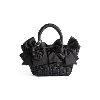 Balenciaga BISTRO Satin Basket Bag, Shoulder Bag, Crossbody Bag, Handbag Extra Small Women's Black