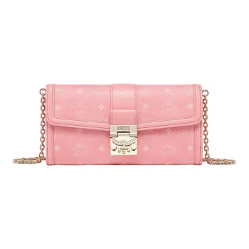 MCM Tracy Visetos Coated Canvas Shoulder Bag Large Size Women's Cherry Blossom Pink