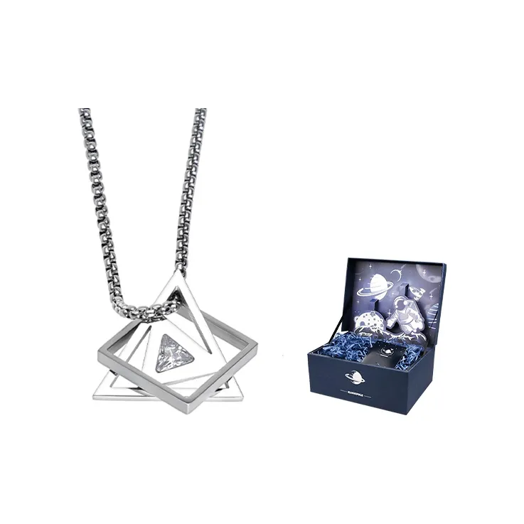 MAGICPOLE Titanium Steel Necklaces Unisex Silver-4