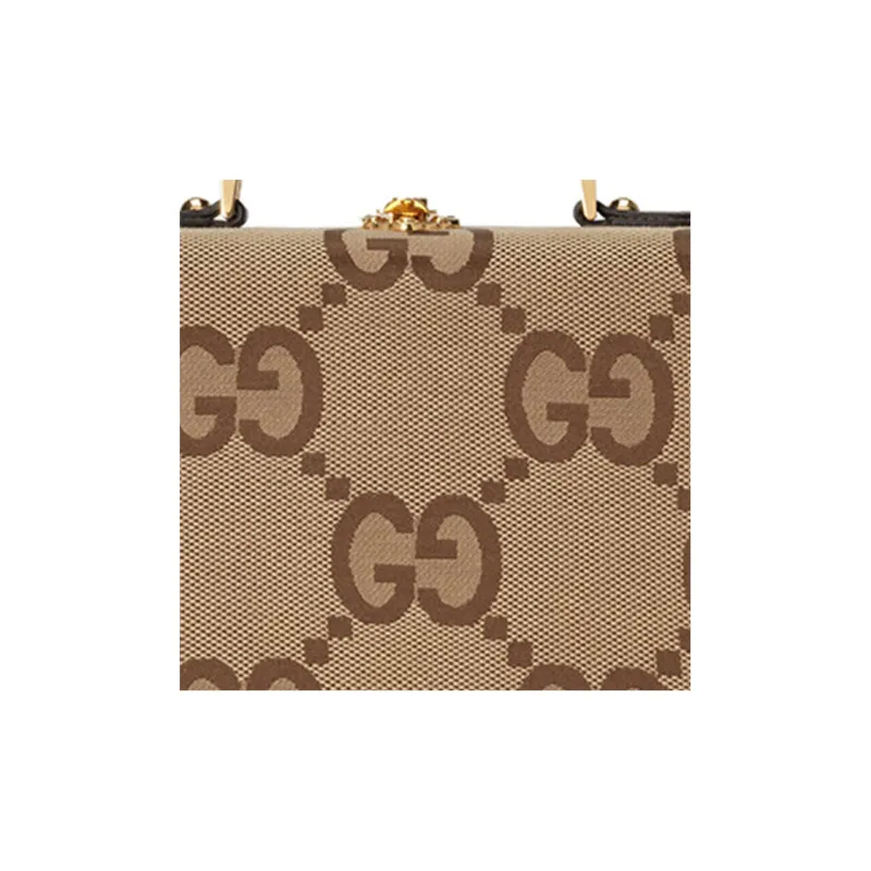 GUCCI Canvas With Leather Makeup Bag Shoulder Bag Crossbody Bag Handbag Women's Camel-7