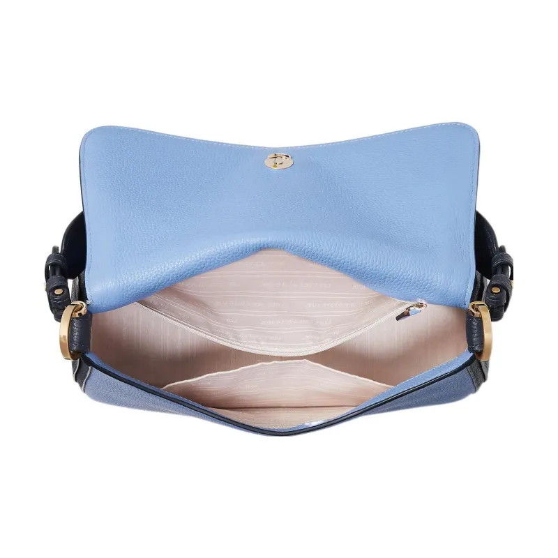 Kate Spade Hudson Litchi Grain Leather Messenger Bag Handbag Shoulder Bag Women's Blue & Black-3