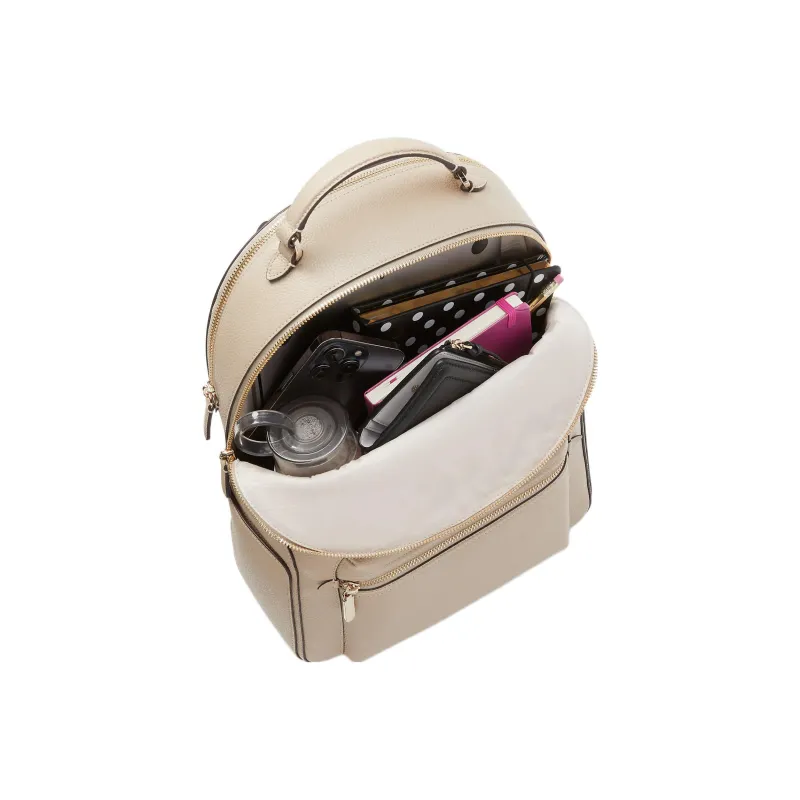 Kate Spade Hudson Litchi Grain Leather Backpack Large Size Women's Light Khaki-4