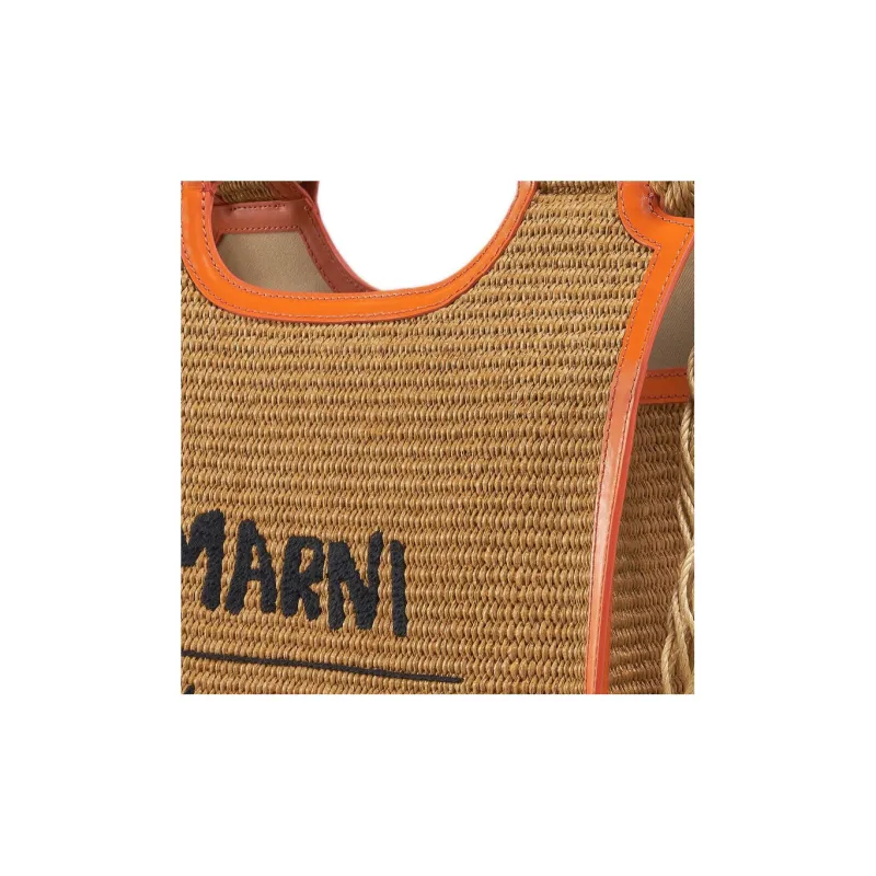 MARNI No Vacancy Inn Collaboration Cow Leather Handbag Women's Orange/Brown-3