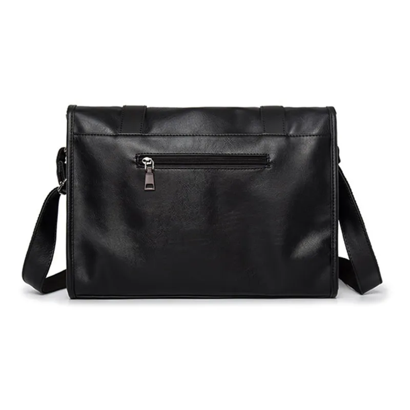 NOMK PU Cortex Workwear Messenger Bag Backpack Crossbody Bag Regular Unisex Black-3
