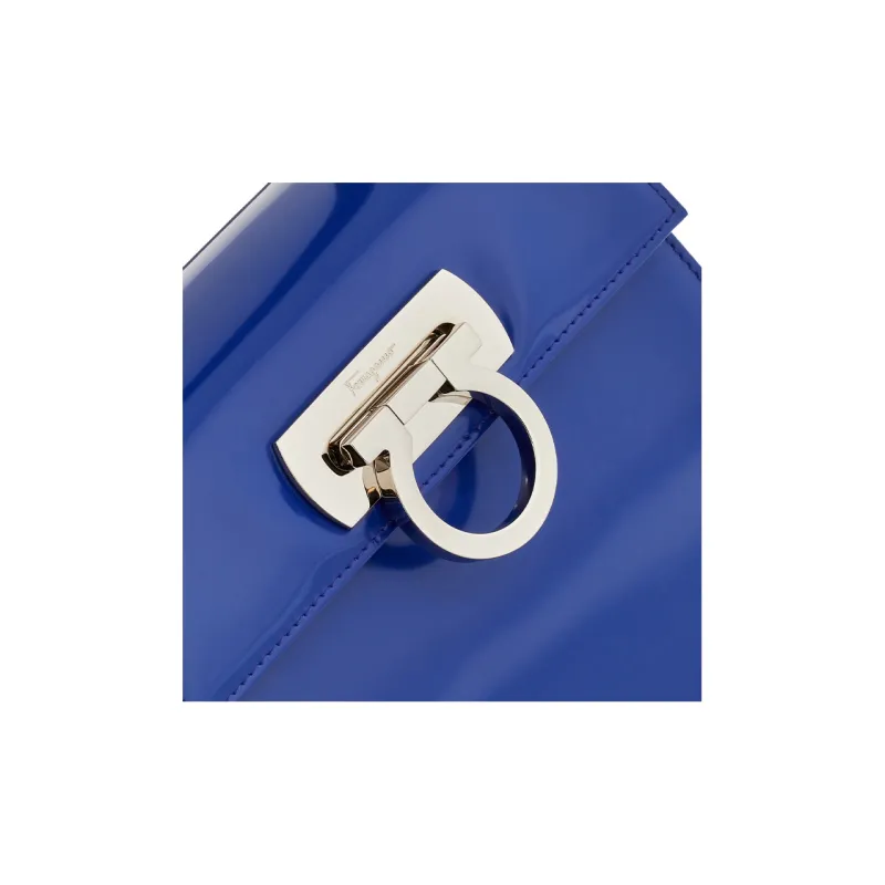 FERRAGAMO Cow Leather Messenger Bag Shoulder Bag Crossbody Bag Handbag Small Size Women's Blue-5