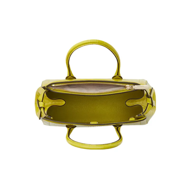 Kate Spade Knott Crocodile Embossed Leather Dome Bag Shoulder Bag Crossbody Bag Handbag Medium Size Women's Yellow-3
