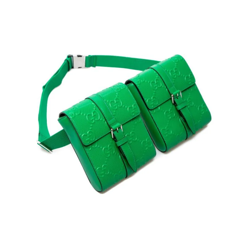 GUCCI Leather 2 in 1 Sling Bag Shoulder Bag Crossbody Bag Fanny Pack Unisex Green-2