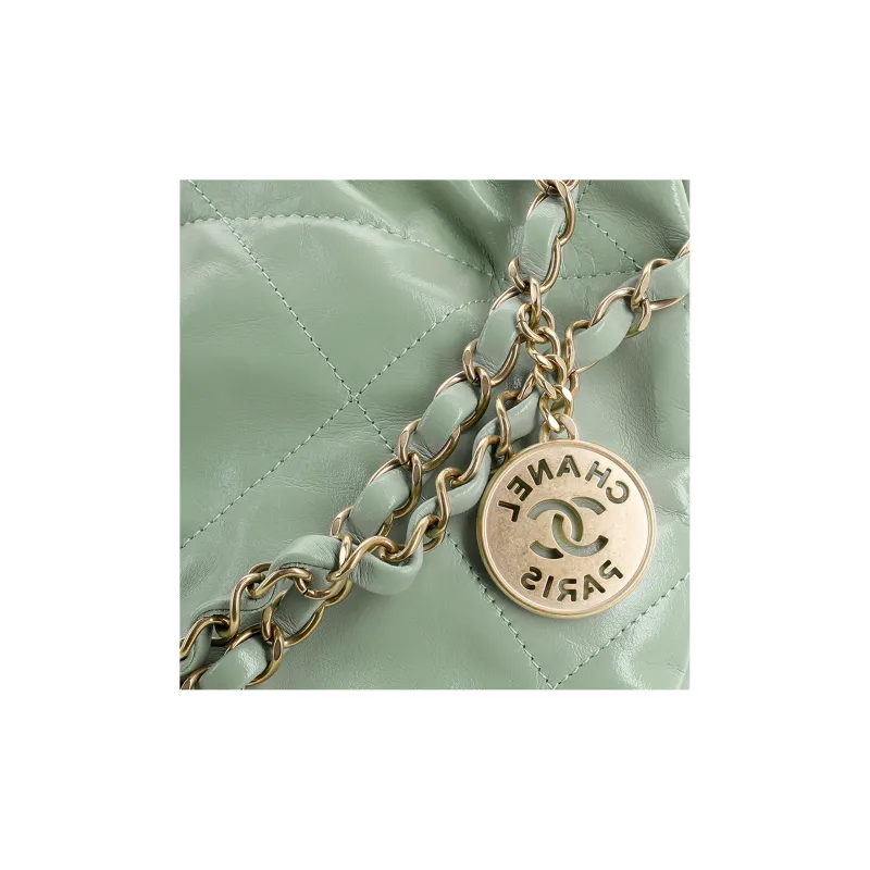CHANEL 22Bag Bright Calfskin Tote Bag, Shopping Bag, Handbag, Shoulder Bag Trumpets Women's Green-4