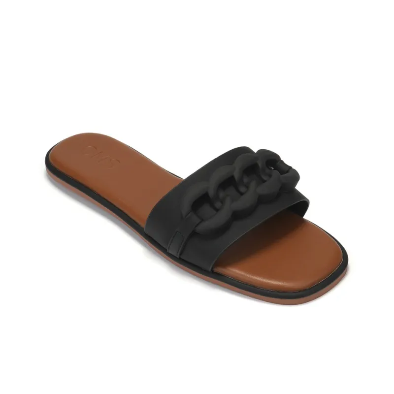 OMS Slide Slippers Women's Black/Beige-2