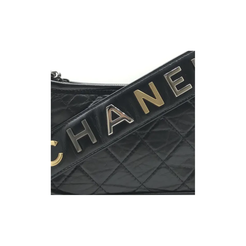 CHANEL Gabrielle Calfskin Shoulder Bag, Crossbody Bag Trumpets Women's Black-2
