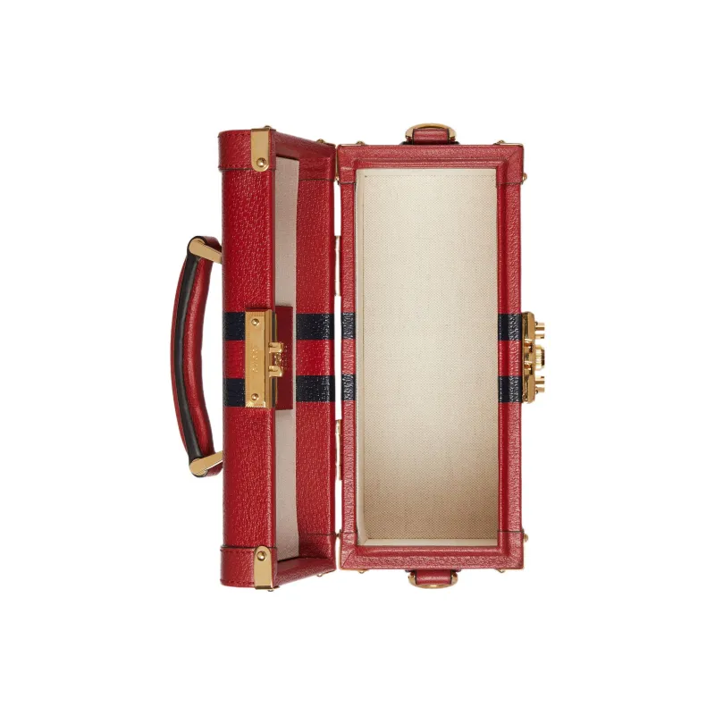 GUCCI Leather Shoulder Bag Crossbody Bag Handbag Makeup Bag Women's Red-5