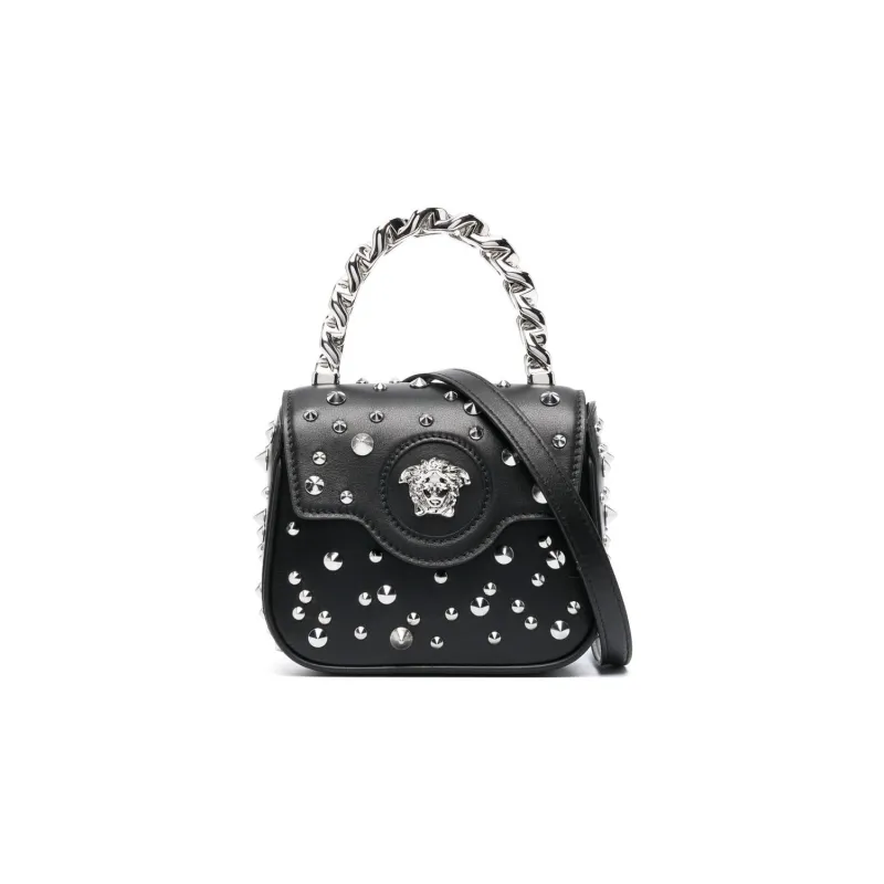 VERSACE Cow Leather Crossbody Handbags Mini Women's Black-0