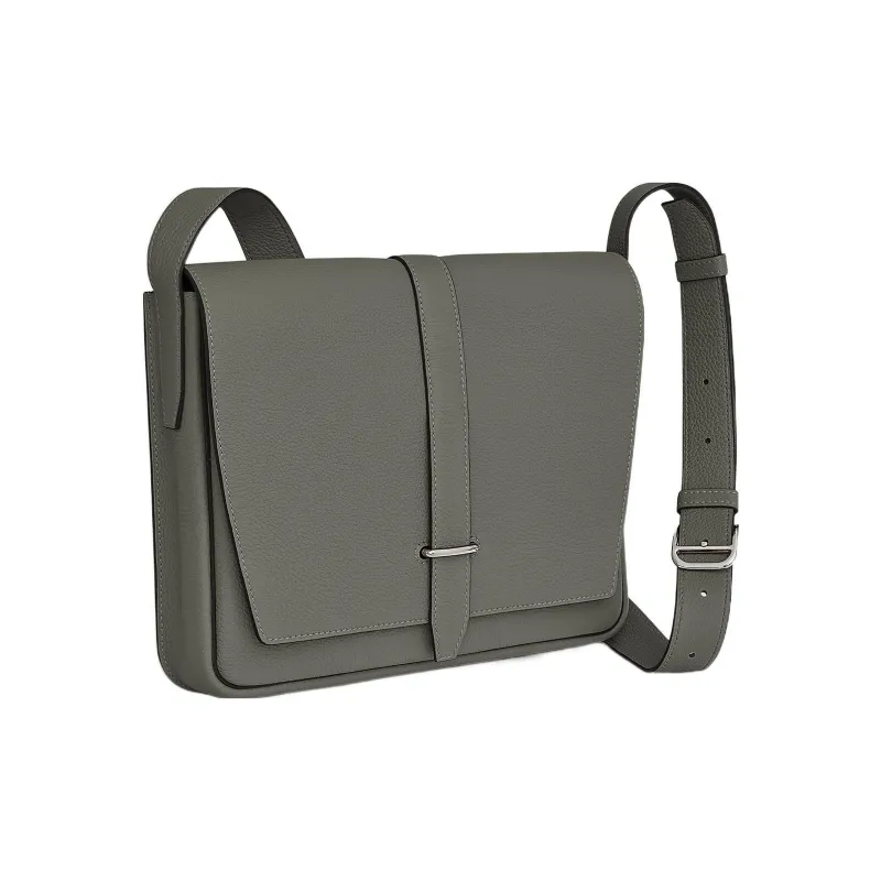 HERMES Steve Light Junior Togo Calfskin Messenger Bag Shoulder Bag Crossbody Bag Regular Men's 0LGrismeyer Cumulus Gray-1