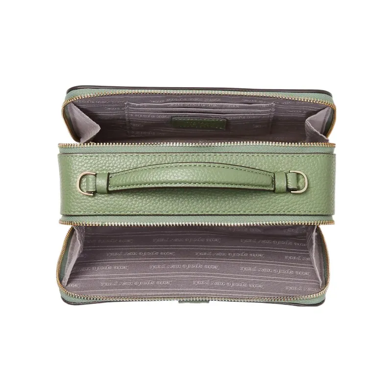 Kate Spade Hudson Litchi Grain Leather Camera Bag Shoulder Bag Crossbody Bag Small Size Women's Olive Green-3