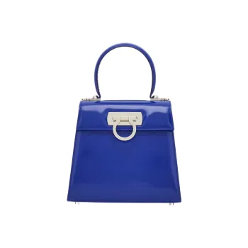 FERRAGAMO Cow Leather Messenger Bag Shoulder Bag Crossbody Bag Handbag Small Size Women's Blue