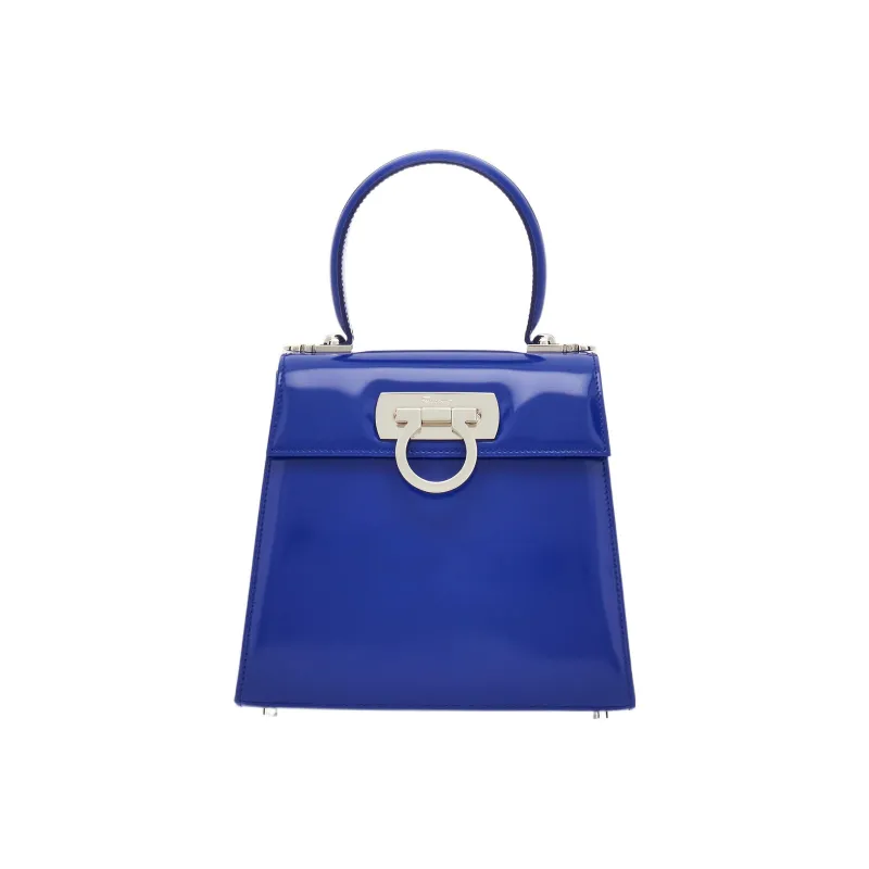FERRAGAMO Cow Leather Messenger Bag Shoulder Bag Crossbody Bag Handbag Small Size Women's Blue-0