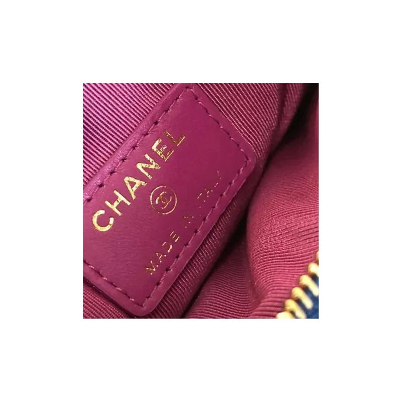 CHANEL Lambskin Clutch Mini Women's Blue-3