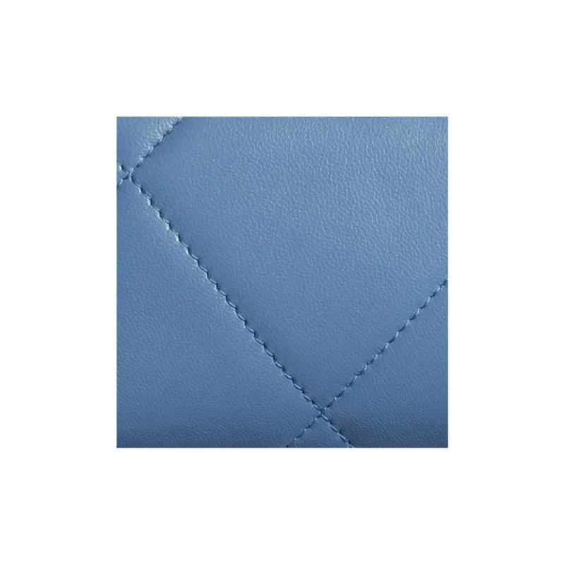 CHANEL 19Bag Lambskin Zip Closure Wallet Trumpets Women's Blue-4