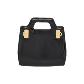 FERRAGAMO Cow Leather Shoulder Bag Crossbody Bag Handbag Extra Mini Women's Black