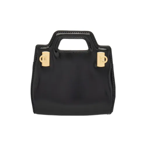 FERRAGAMO Cow Leather Shoulder Bag Crossbody Bag Handbag Extra Mini Women's Black