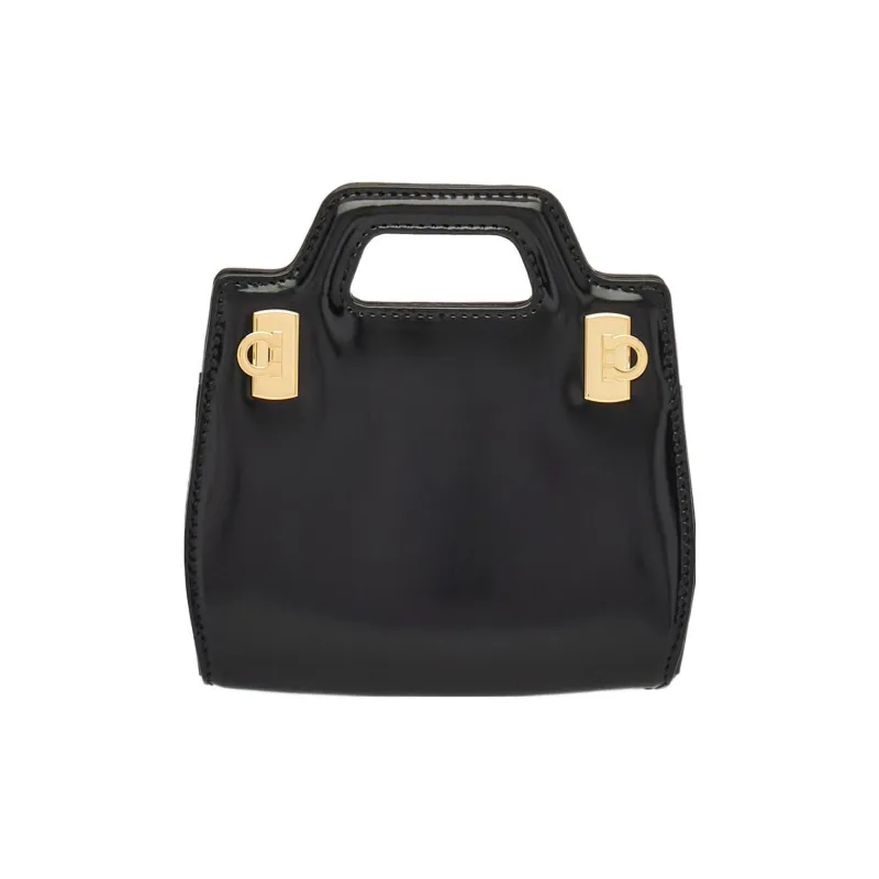 FERRAGAMO Cow Leather Shoulder Bag Crossbody Bag Handbag Extra Mini Women's Black-0