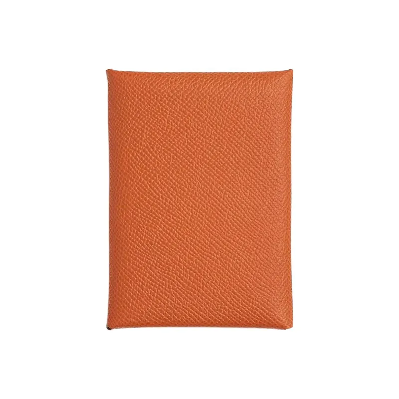 HERMES Calvi Epsom Calfskin Card Holder Mini Women's 93 Orange Orange-0