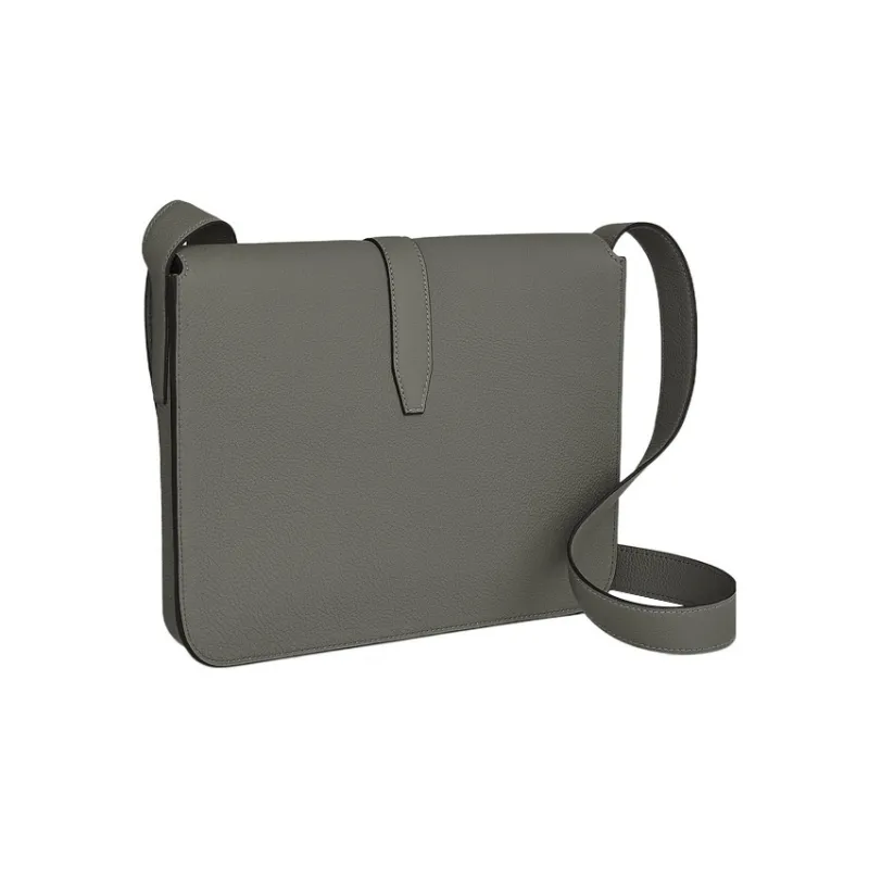 HERMES Steve Light Junior Togo Calfskin Messenger Bag Shoulder Bag Crossbody Bag Regular Men's 0LGrismeyer Cumulus Gray-2