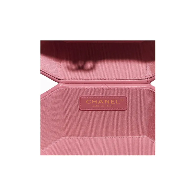 CHANEL Lambskin One Shoulder Crossbody Makeup Bag Trumpets Women's Light Pink-3