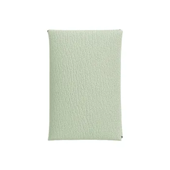 HERMES Calvi Mysore Goat Skin Wallet Coin Purse Card Holder Regular Women's Bubble Green/Wind Style Blue