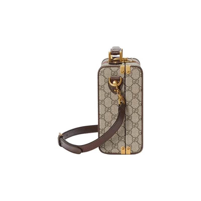GUCCI Canvas With Leather Shoulder Bag, Crossbody Bag, Handbag Tubas Women's Brown-2