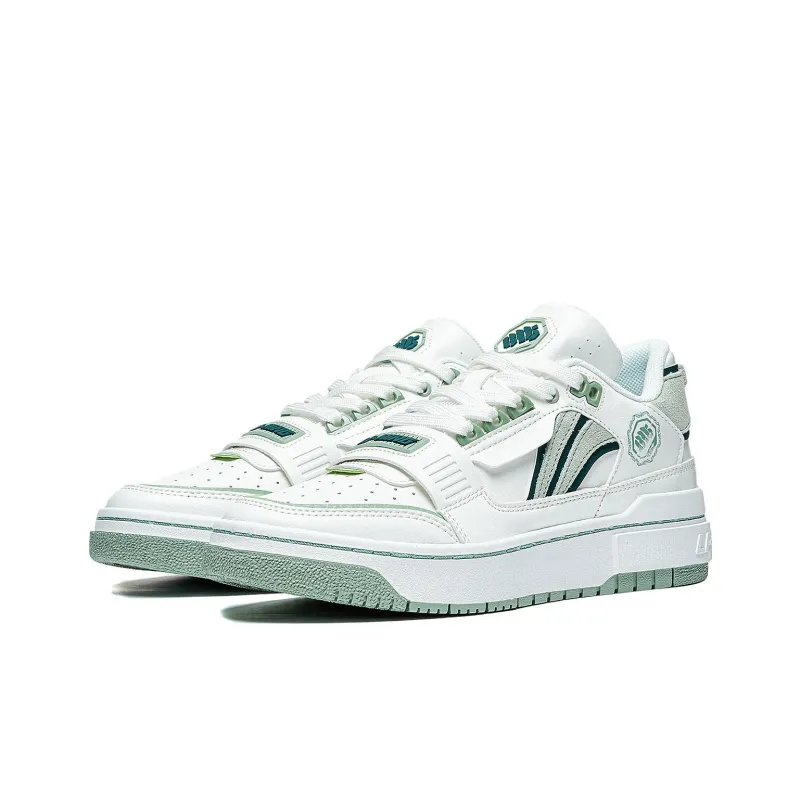 LiNing Badfive Bad Five Anti Slip Wear Resistant Low Top Vintage Basketball Culture Skateboard Shoes Men's White Green-2