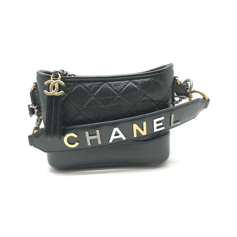 CHANEL Gabrielle Calfskin Shoulder Bag, Crossbody Bag Trumpets Women's Black-1
