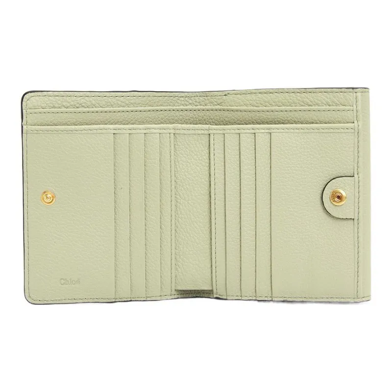 Chloe Cow Leather Wallet, Card Holder, Coin Purse Small Size Women's Light Green-1