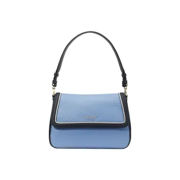 Kate Spade Hudson Litchi Grain Leather Messenger Bag Handbag Shoulder Bag Women's Blue & Black