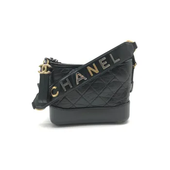 CHANEL Gabrielle Calfskin Shoulder Bag Crossbody Bag Small Size Women's Black