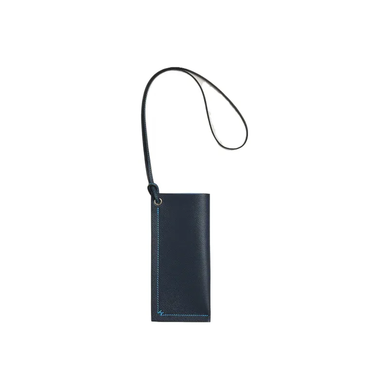 HERMES H Sellier Epsom Calfskin Eyeglass Pouch Women's Indigo/Mermaid Blue-0