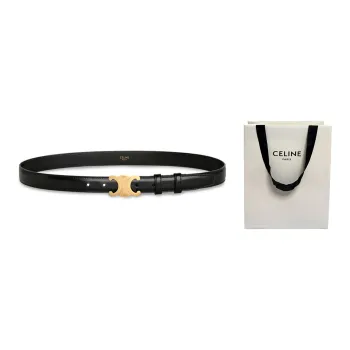 CELINE Triumphal Arch Smooth Buckle Leather Belts Women's Black Width  2.5cm