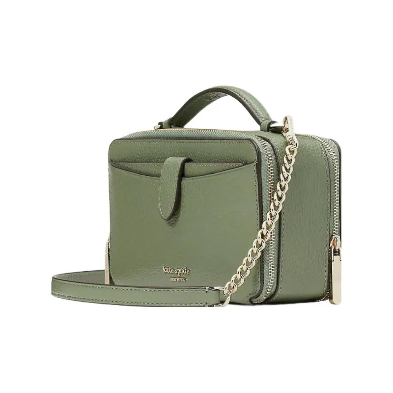 Kate Spade Hudson Litchi Grain Leather Camera Bag Shoulder Bag Crossbody Bag Small Size Women's Olive Green-2