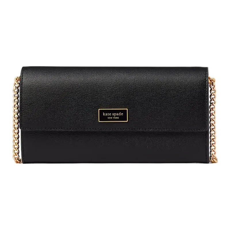 Kate Spade Katy Leather Baguette Bag Shoulder Bag Crossbody Bag Small Size Women's Black-0