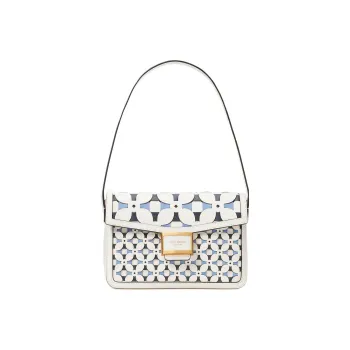 Kate Spade Katy Cow Leather Messenger Bag Handbag Shoulder Bag Women's White & Blue